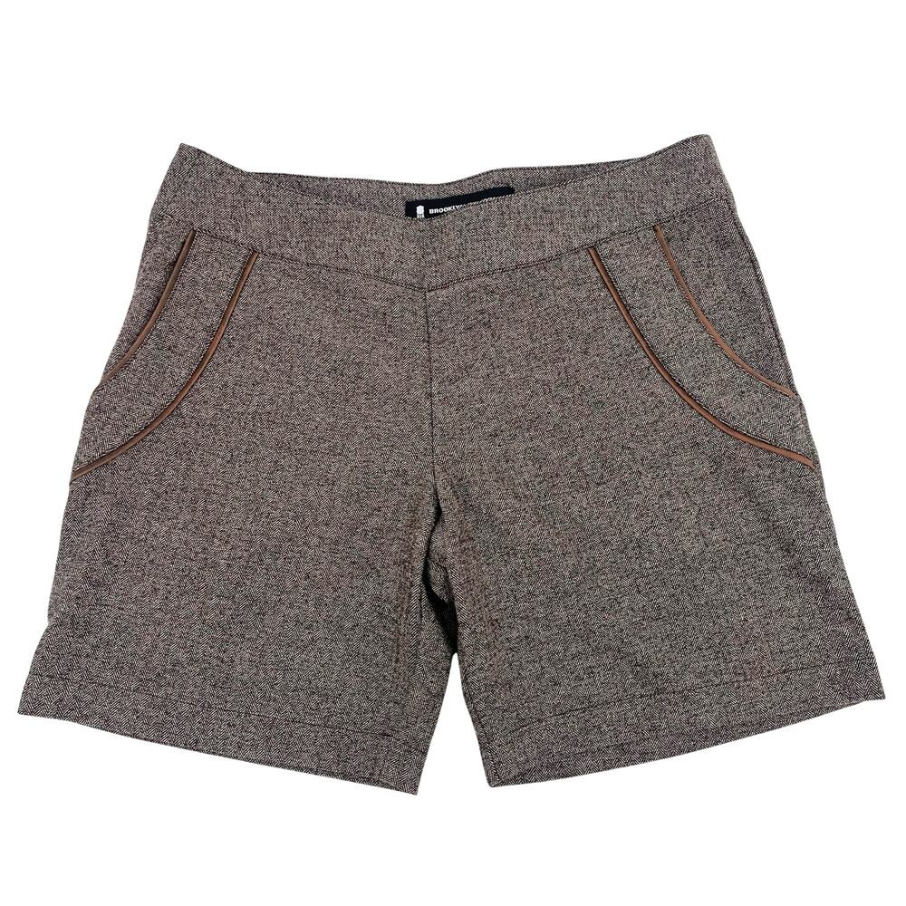 Brooklyn Industries Tweed Shorts Sz 4 Preppy Dark Academia Leather Herringbone